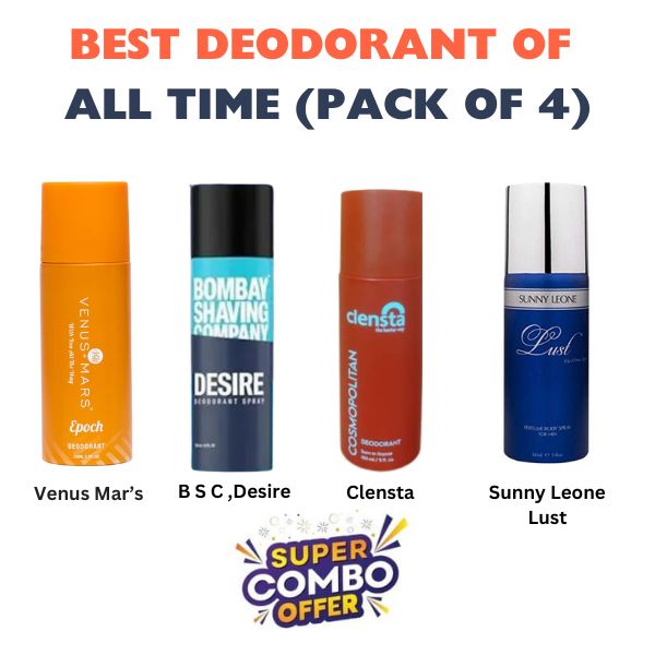 Best Deodorant Combo :Venus Mars , Clensta ,Bombay , Sunny Leone(PACK OF 4)