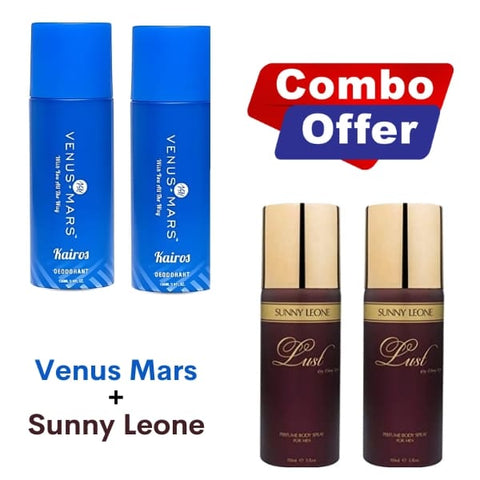 Best Deodorant Combo : 2 Venus Mars + 2 Sunny Leone (Pack Of 4)