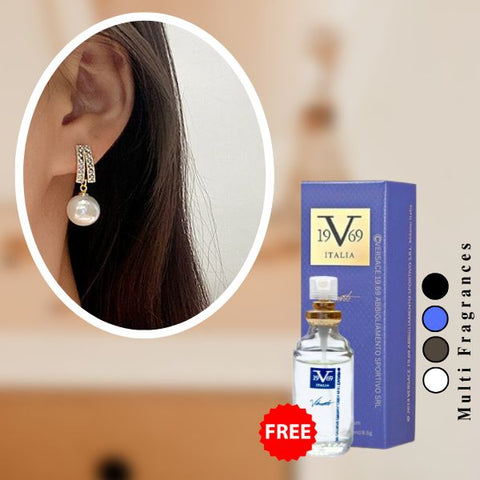 Korean Style Diamond Crown Drop Pearl Décor Earrings( Free 1 Versace )