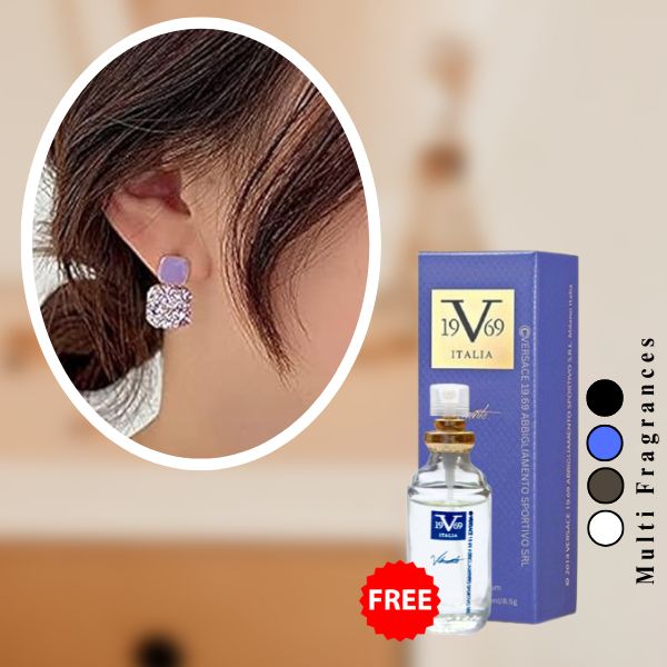 Purple Drop Earrings for Women Teens Gold Earring Pierced Post Stud Earrings( Free 1 Versace )