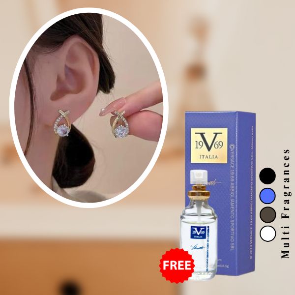 Korean Style Gold Pearl Stud Hoop Earrings( Free 1 Versace )