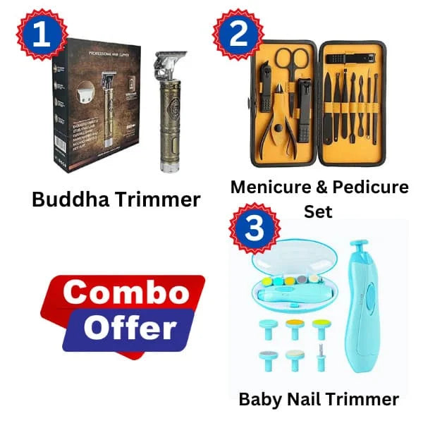 Combo :: Baby Nail Trimmer Electric + Manicure & Pedicure Set + Hair Trimmer (Free:WaterColor painting book + Pencil Kit)