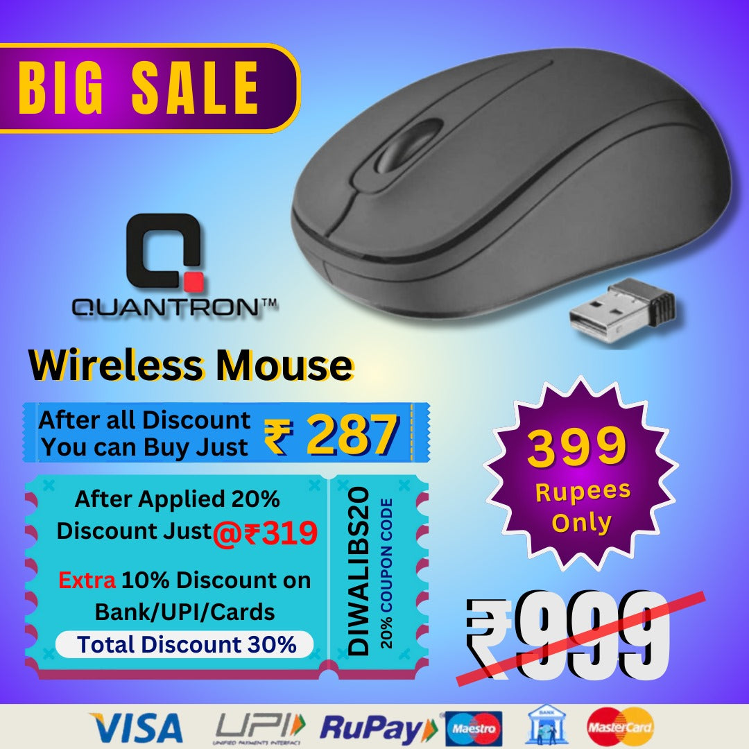 Quantron QMU-530 Wireless Mouse | 10M Range, Auto Sleep & Ergonomic Design