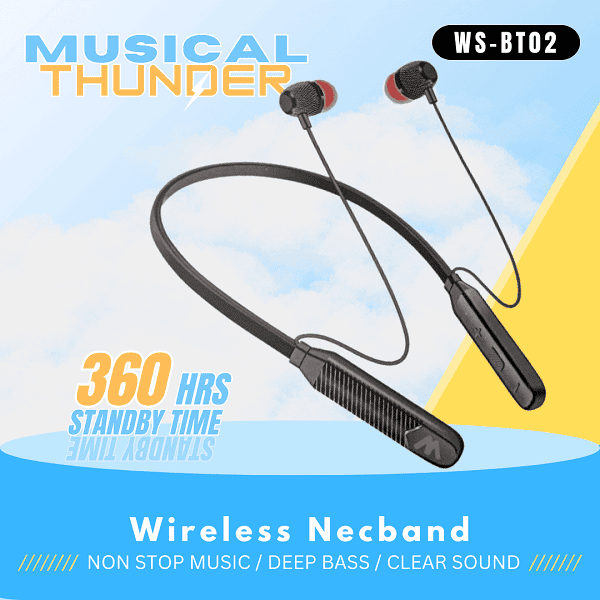 BUY1 GET1 :- WOOS WS-BT02 Wireless Neckband Free - Woos WS-BT02 Wireless Neckband