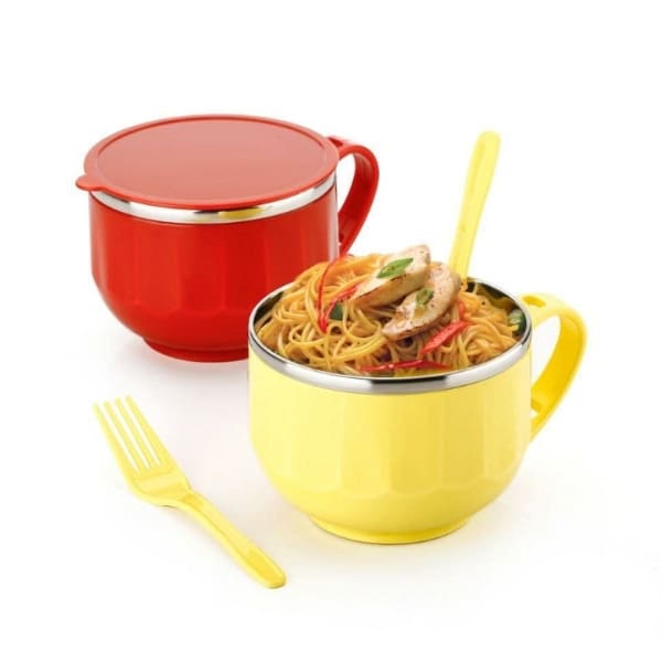 Maggi & Soup Bowl Set with Spoon with Lid, Handle