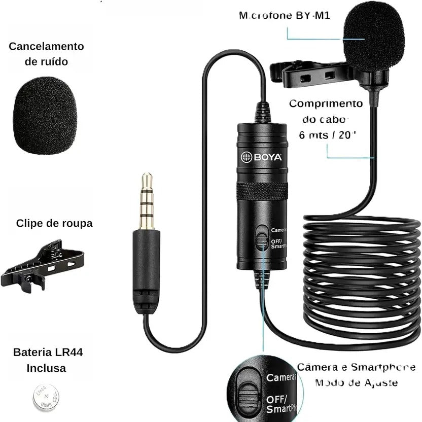 BOYA BYM1 Microphone With 20Ft. Audio Cable (Black)