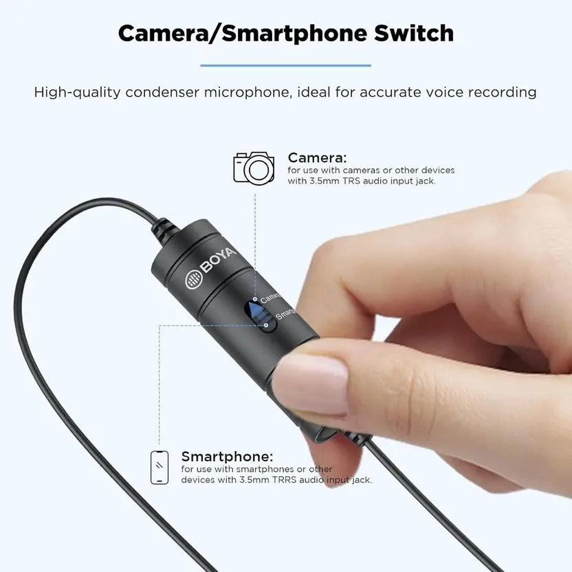 BOYA BYM1 Microphone With 20Ft. Audio Cable (Black)