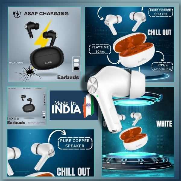 PACK OF 2 | LoSiTo Chillout Earbuds – 20 Hours Backup | Bluetooth 5.3 | C-Type Charging