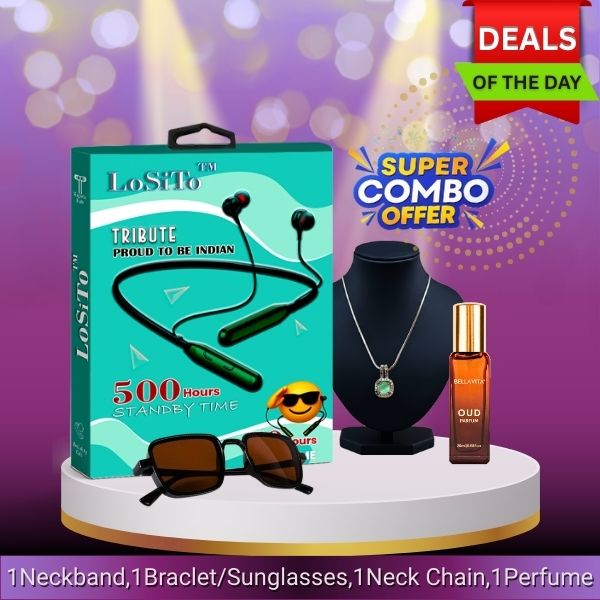 Winter Combo Pack of 4 – (Neckband|Bracelet or Sunglasses|Neck Chain|Perfume)