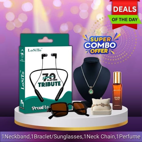 Winter Combo Pack of 4 – (Neckband|Bracelet or Sunglasses|Neck Chain|Perfume)