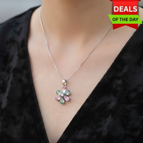 Elegance Floral Pastel Gemstone Necklace