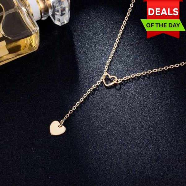 Elegance Heart drop down Golden Necklace