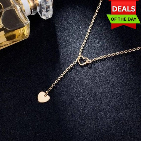 Elegance Heart drop down Golden Necklace