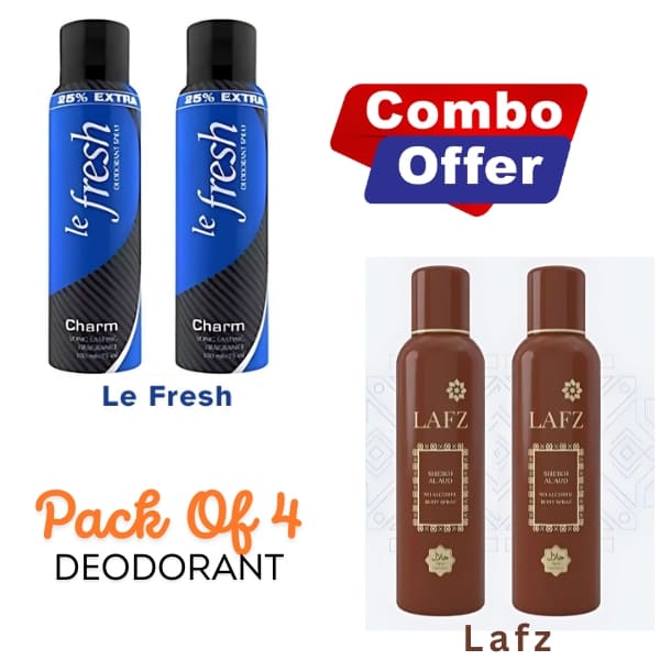 Deodorant Combo : 2 Le fresh & 2 Lafz (Pack of 4) Combo Pack