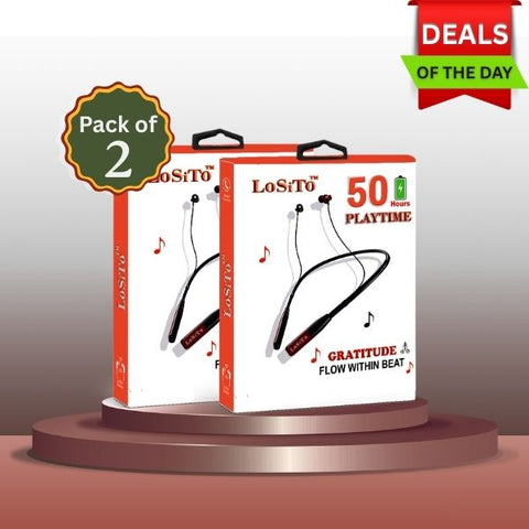 PACK OF 2| Neckbands LoSito Gratitude Neckband Bluetooth 5.4 | 50H Playtime | Deep Bass