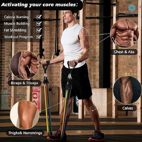Stretch Resistance Band Set for Workout for Pull ups, tricep, Legs( Free :-Hand Grip+Finger Extension )