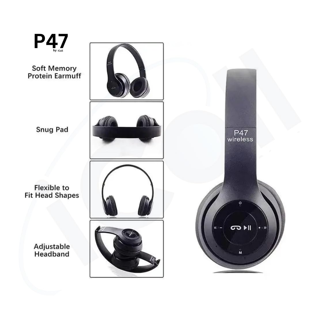 iCall P47 | Wireless Bluetooth | On-Ear Headphones