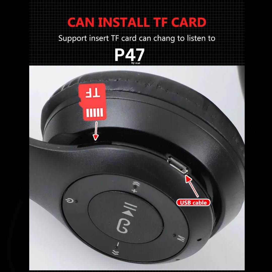 iCall P47 | Wireless Bluetooth | On-Ear Headphones