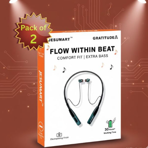 Jesumart Gratitude Pack of 2 Combo – Bluetooth Neckband Earphones | Long Playtime