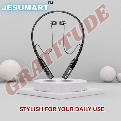 Jesumart Gratitude Neckband Bluetooth Earphones – Long Playtime, Deep Bass