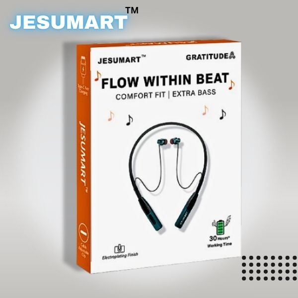 Jesumart Gratitude Neckband Bluetooth Earphones – Long Playtime, Deep Bass