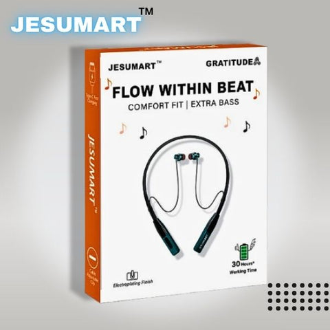 Jesumart Gratitude Neckband Bluetooth Earphones – Long Playtime, Deep Bass