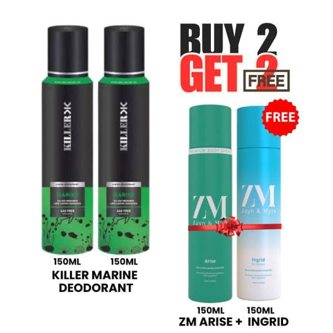 BUY2 GET2 :- 2 Killer Marine No Gas Deodorant Free, ZM Ingrid + Arise