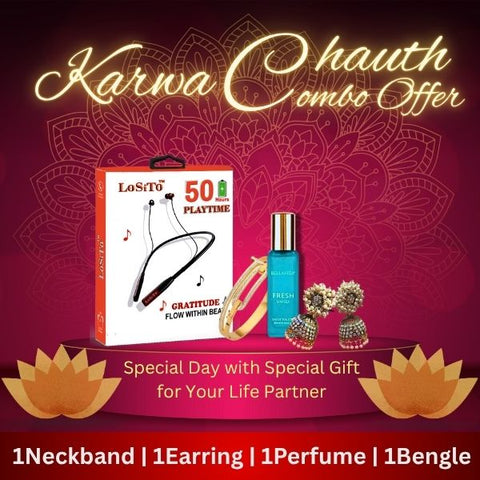 Karwa Chauth Special Combo Gift PacK – Neckband, Earrings, Perfume & Bangles