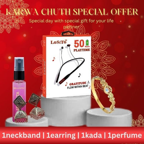 Karwa Chauth Special Combo Gift PacK – Neckband, Earrings, Perfume & Bangles
