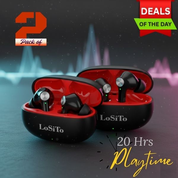 PACK OF 2 | LoSiTo Chillout Earbuds – 20 Hours Backup | Bluetooth 5.3 | C-Type Charging