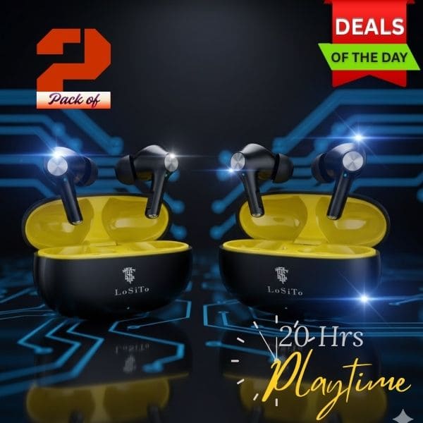 PACK OF 2 | LoSiTo Chillout Earbuds – 20 Hours Backup | Bluetooth 5.3 | C-Type Charging