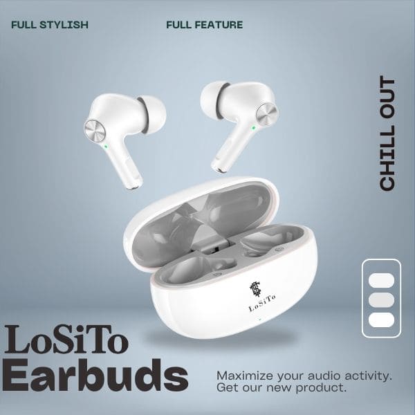 PACK OF 2 | LoSiTo Chillout Earbuds – 20 Hours Backup | Bluetooth 5.3 | C-Type Charging