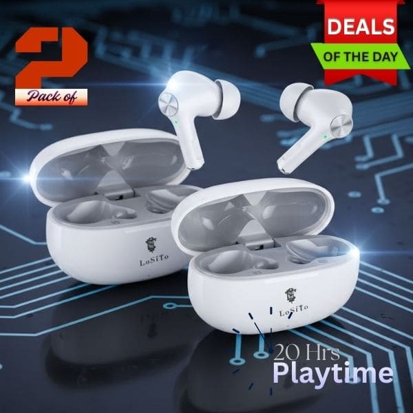 PACK OF 2 | LoSiTo Chillout Earbuds – 20 Hours Backup | Bluetooth 5.3 | C-Type Charging