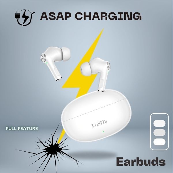 LoSiTo Chillout Earbuds – 20 Hours Backup | Bluetooth 5.3 | C-Type Charging | White