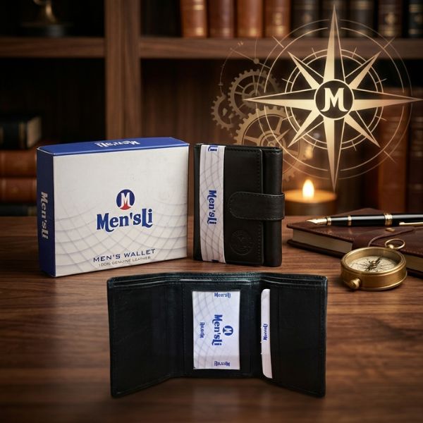 PACK OF 2 :- Men'sLi Premium Leather Trifold Wallet for Men (Geniun Leather)