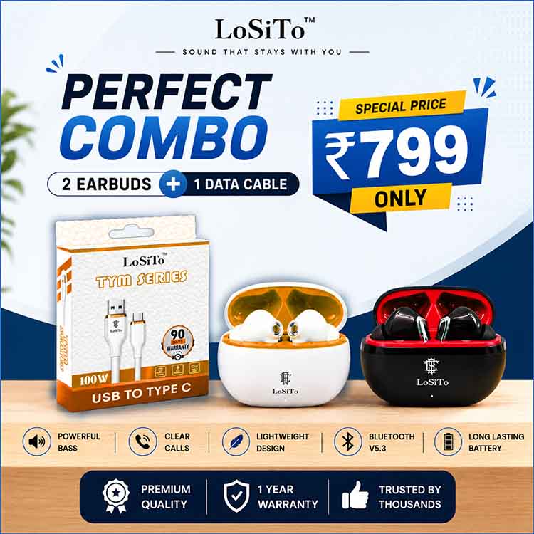 Combo | Pack of 3 ( 2 chillout Earbuds + 1 Data Cable)