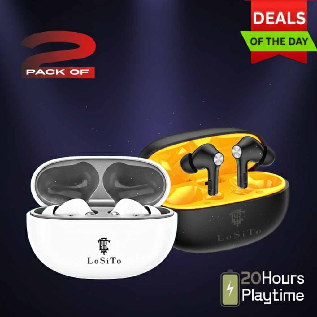 PACK OF 2 | LoSiTo Chillout Earbuds – 20 Hours Backup | Bluetooth 5.3 | C-Type Charging