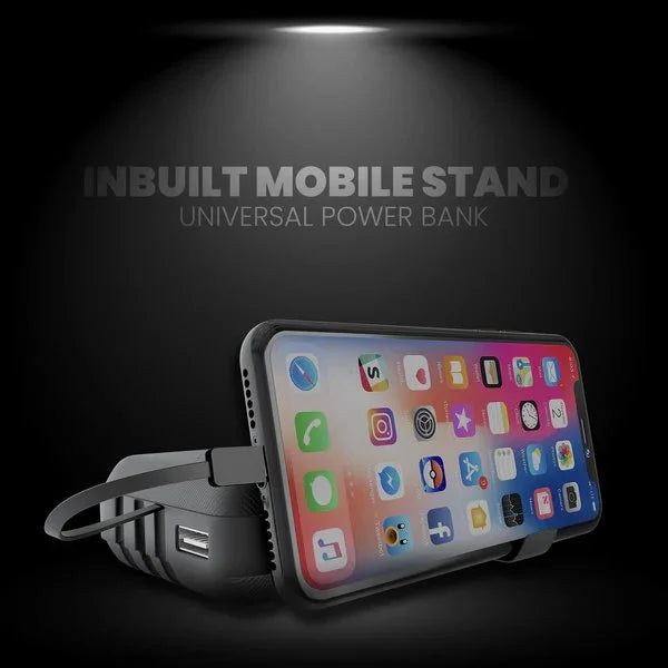 UBON (PB-X12) & Doel Travelking Power Bank With 2.4A inbuilt 3 in 1 Type-C, V8 & Lightning Cables & Mobile Stand