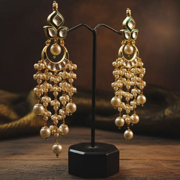 Elegant Pearl and Turquoise Embellished Earrings – Luxury Traditional Jewelry