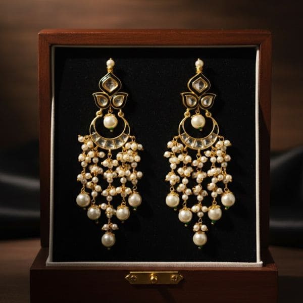 Elegant Pearl and Turquoise Embellished Earrings – Luxury Traditional Jewelry