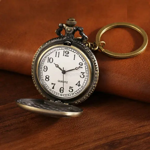 Premium Pocket Watch Metal Keychain Retro Vintage for Gifting with Key Ring - My Store