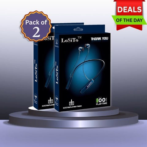 PACK OF 2 |Neckbands LoSiTo Thank You Neckband | 100 hrs Playtime | Pure Copper Speaker