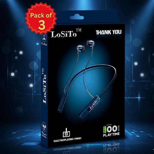 LoSiTo Thank You Neckband Pack of 3 – 100 Hrs Playtime, Pure Copper Speaker,