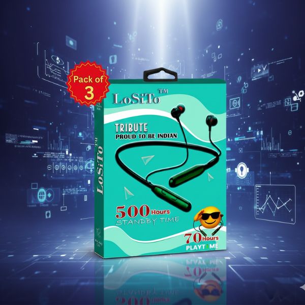 LoSiTo Tribute Neckband (Pack of 3) – High Bass | 70 Hours Playtime