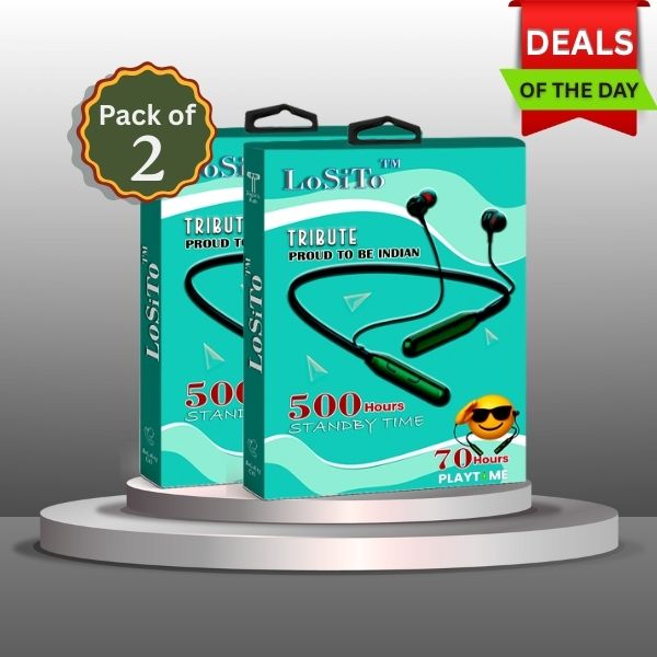 PACK OF 2| Neckbands LoSiTo™ Tribute Neckband| Deep bass| 70hrs Playtime
