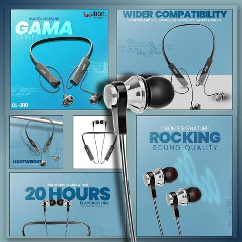PACK OF 2 | Neckbands Ubon Gama CL-810 Earphones | Lightweight Design, Wider Compatibility