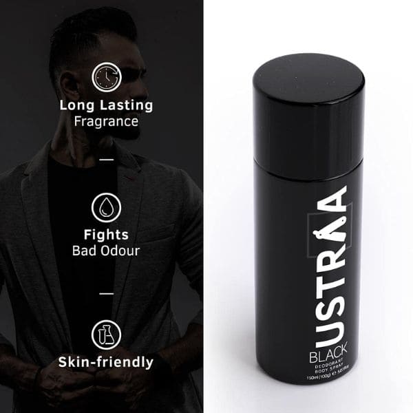 Ustraa Black Deodorant Body Spray for men