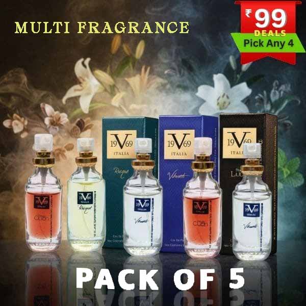 ₹99 Deals|  Pack of 5 V1969 Italia 10Ml Luxury Eau de Parfum Collection for Men & Women