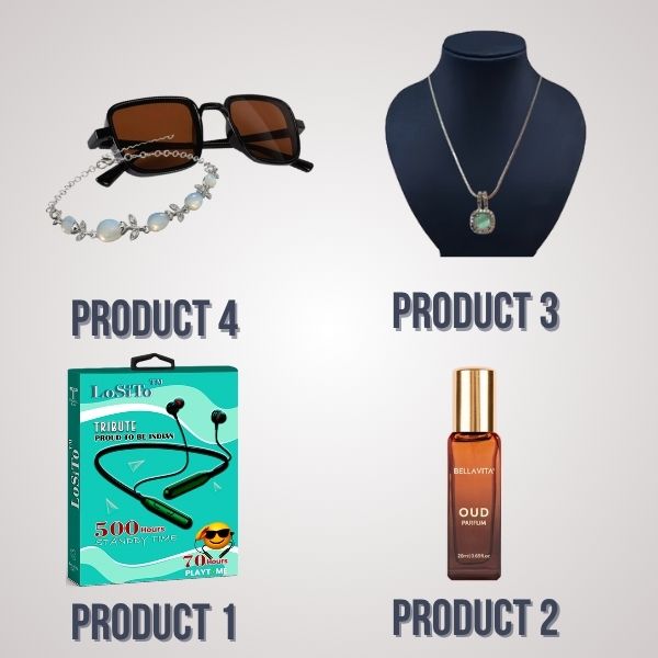 Winter Combo Pack of 4 – (Neckband|Bracelet or Sunglasses|Neck Chain|Perfume)