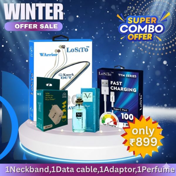 Winter Combo Pack of 4 – (Neckband|Data Cable|Adaptor|Perfume)